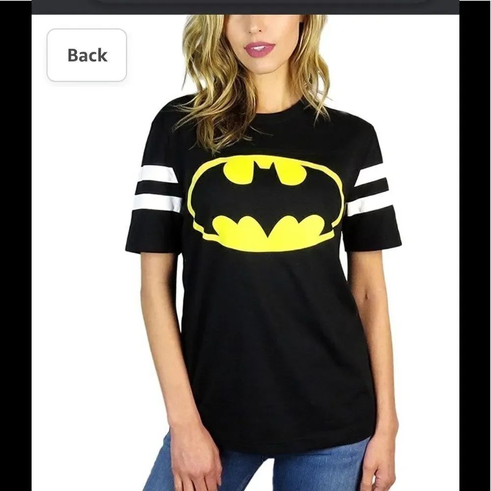 Batman DC Comics Womens Varsity Football Tee, size S.